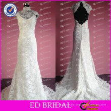New Fashion Real Photos Lace Appliqued High Neck Wedding Gowns